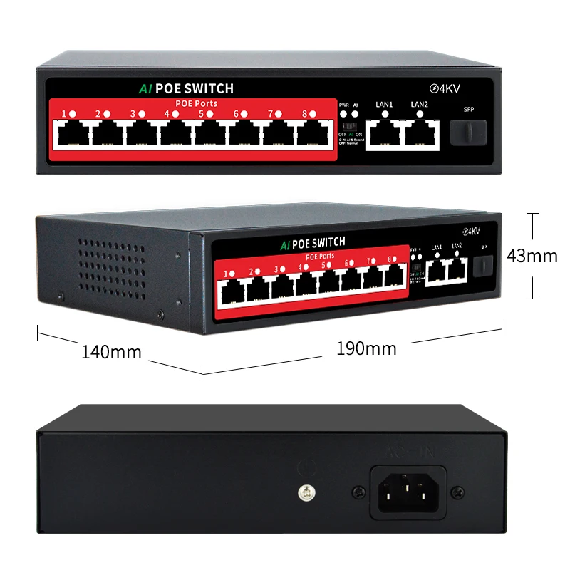 Steamemo Sfp 100m Poe Switch Port ai Verdog Built-in Power 120w Ethernet Switch Network para Câmera ip sem Fio ap - Imagem 3