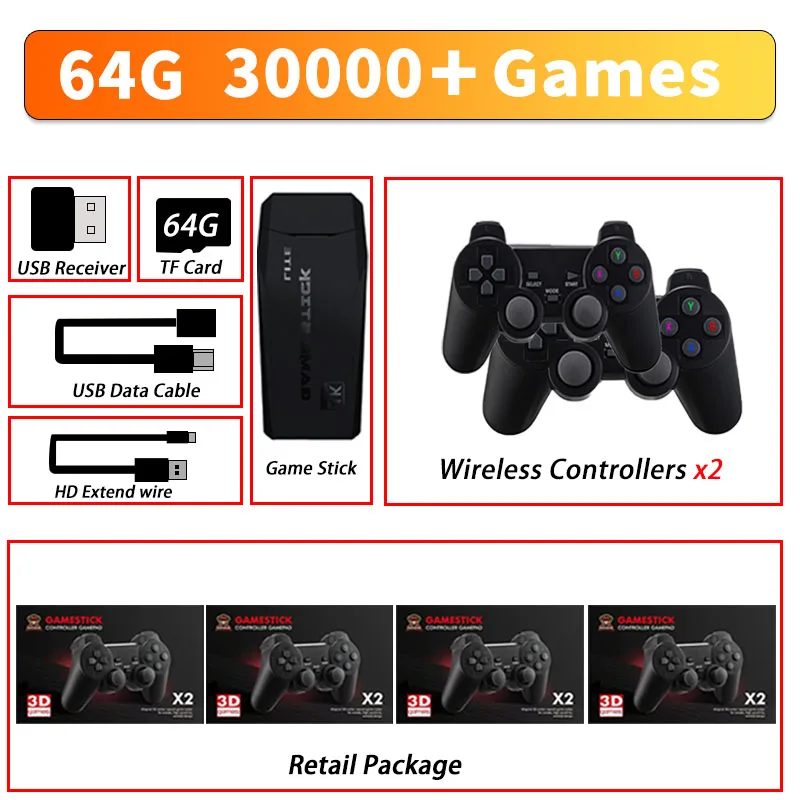 

Wireless Controllers 3D PSP PS1 40Simulators Gifts Game Stick 4K GD10 Retro Video Game Console HD Output Emuelec 4.3 System2.4G