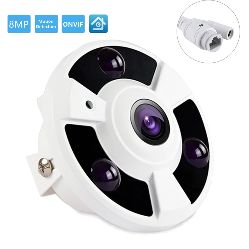 8MPDomePanoramicIPCameraFisheyeLens180Degree360DegreeIRNightVisionSurveillance