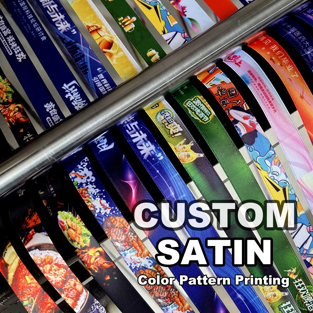 Customized Satin Grosgrain Color Pattern Printed Ribbon Personalized Label Ribbon Flower Fruit Packaging Party
