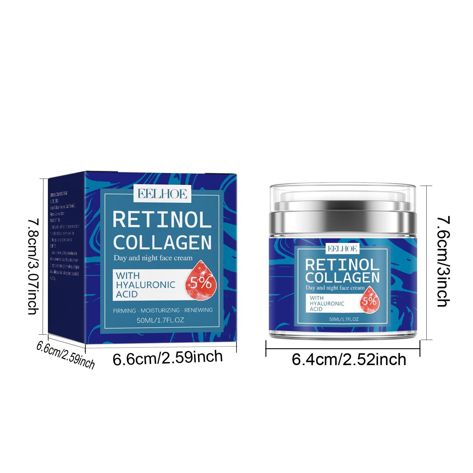 EELHOE Retinol Collagen Face Cream Fade Fine Lines Brightening Skin Tone Improve Skin Elasticity Tightening Face Care Cream