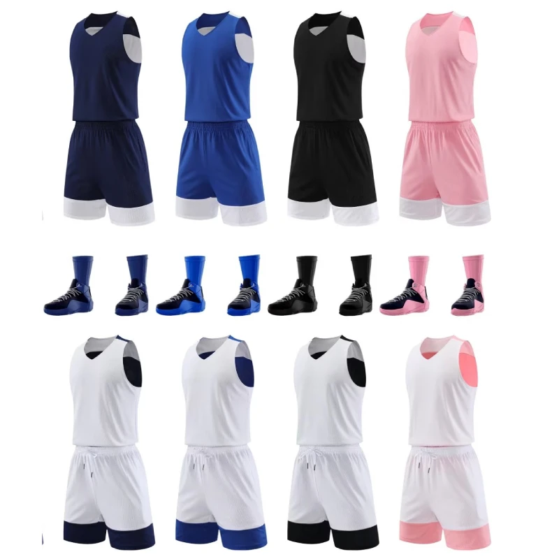 Oversized Reversible Basketball Jersey Sets For Men Double Side Sports Vest Add Any Team Name Number Personalized Kid Jersey