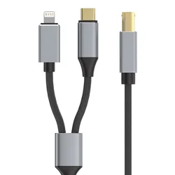 Premium Nylon Braided Lightning to USB - B 2.0 Cable for Printers & Digital Pianos (Black)