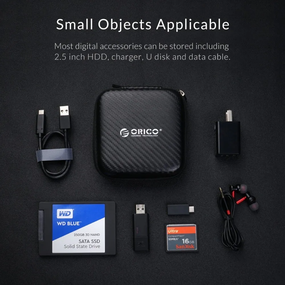 Headphone Case Bag Hard Accessories Storage Bag Organizer USB Cable Charger SD TF Cards ORICO electronic accessories case digital accessories bag memory card storage case data cable storage bag cable storage bag cable organizer pouch