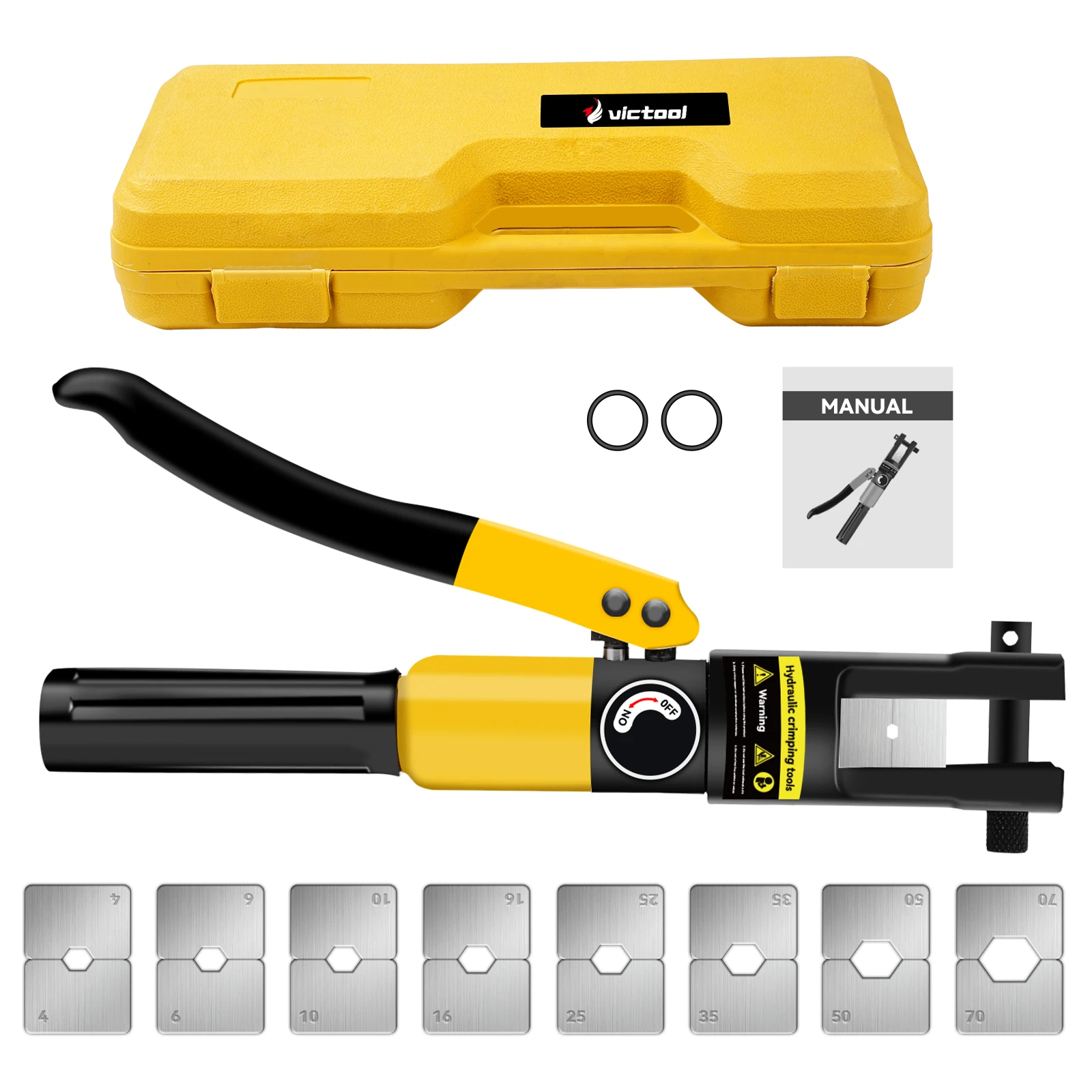 4-70mm² Manual Hydraulic Pliers YQK-70 Pressure 8T DIY Cable Terminal Wiring Crimping Pliers Dual-speed oil pump Matching mold