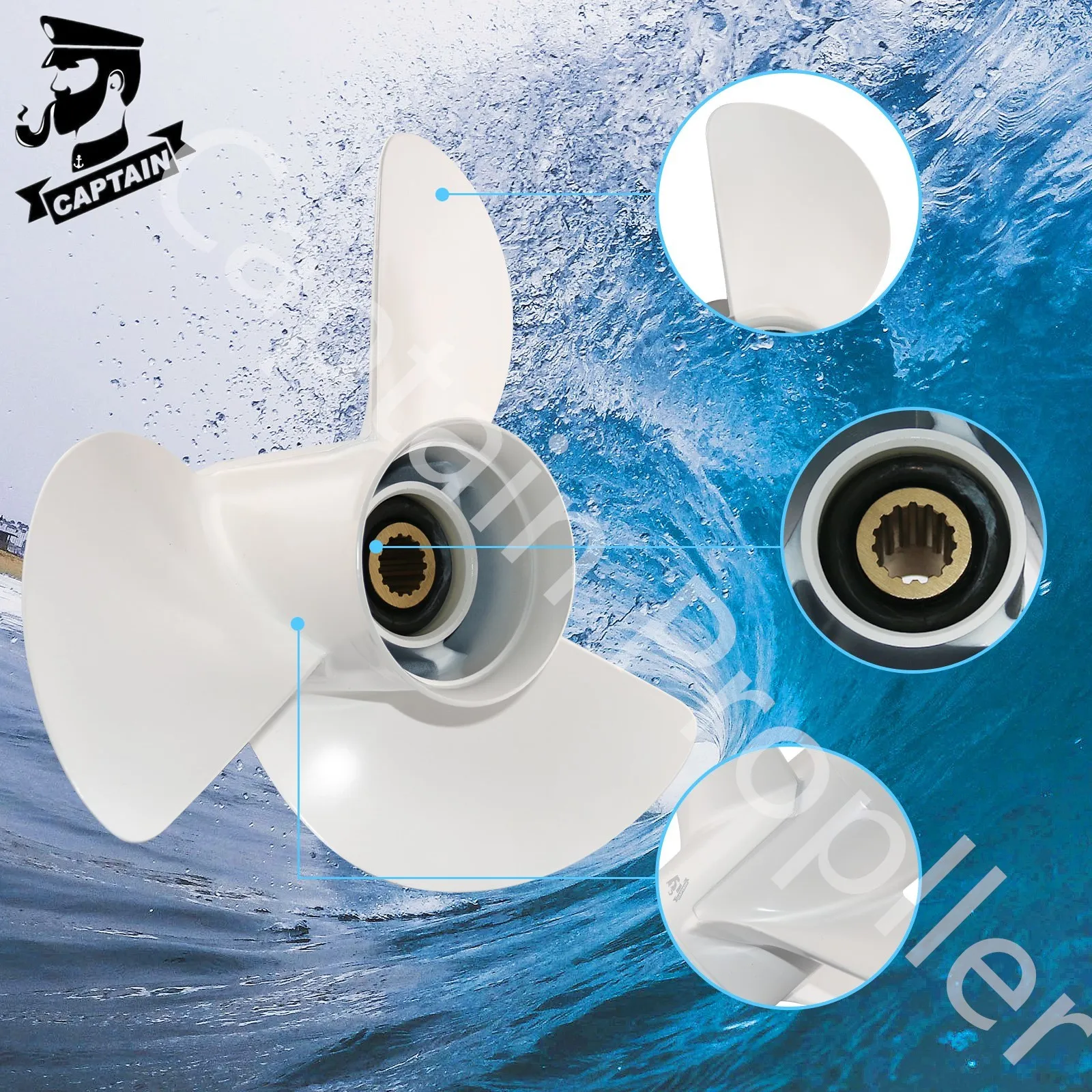 Captain Propeller 14x19 Yamaha Outboard Engines 130HP 115HP F100 F90 85HP 80HP Aluminum 15 Tooth Spline RH marine propeller