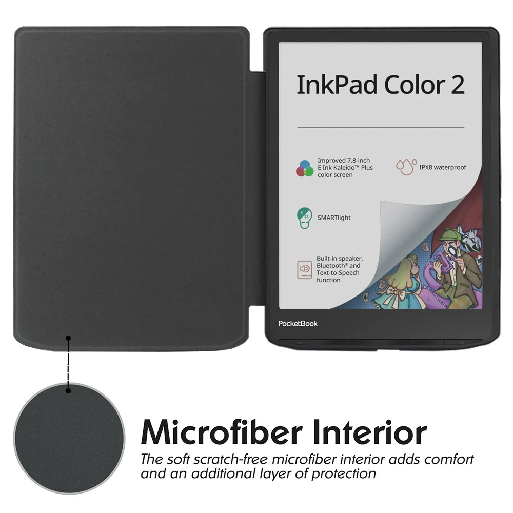 Smart Cover for PocketBook InkPad Color 3 and 2 Ebook Reader PB743 Flip Leather Case Magnetic Closured Protective Pouch Cases ereader cover ereader case