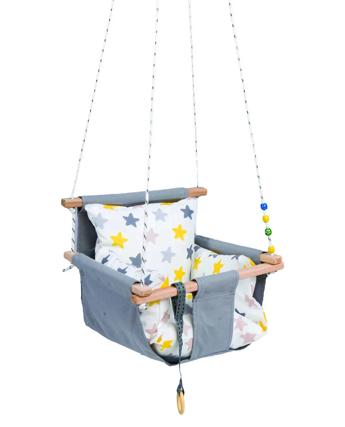 Wooden Swing Hammock Baby Kids Indoor Outdoor with Safety Belt