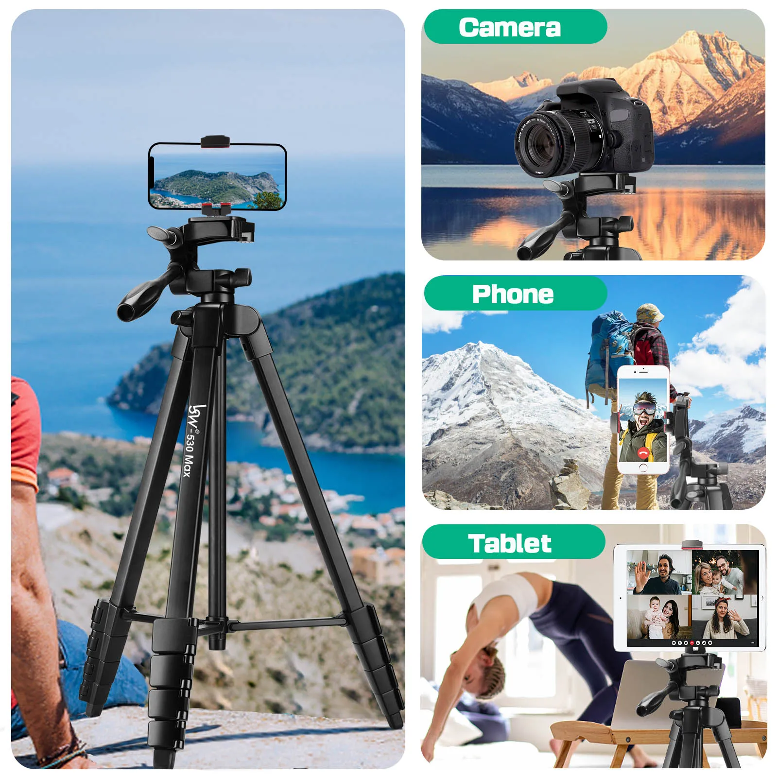 Phone Tripod 167cm Professional Video Recording Camera Photography Stand Remote Carry Bag iPad Pro 12.9" Tablet Webcam phone tripod camera tripod flexible phone tripod phone tripod mount photography tripod extendable tripod