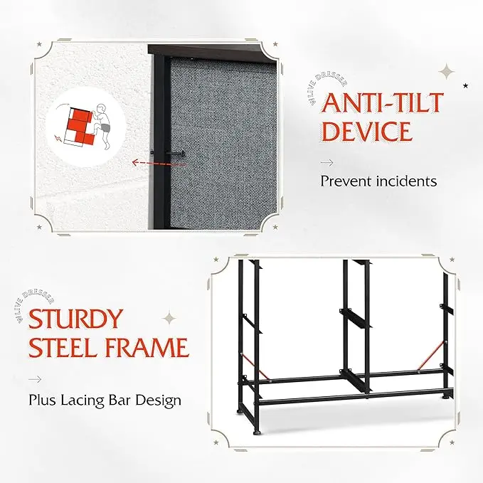 Fabric Dresser for Bedroom, 6-Drawer Storage Tower with Fabric Bins, Chest of Drawers for Closet, Living Room, Hallway,Dark Grey 6
