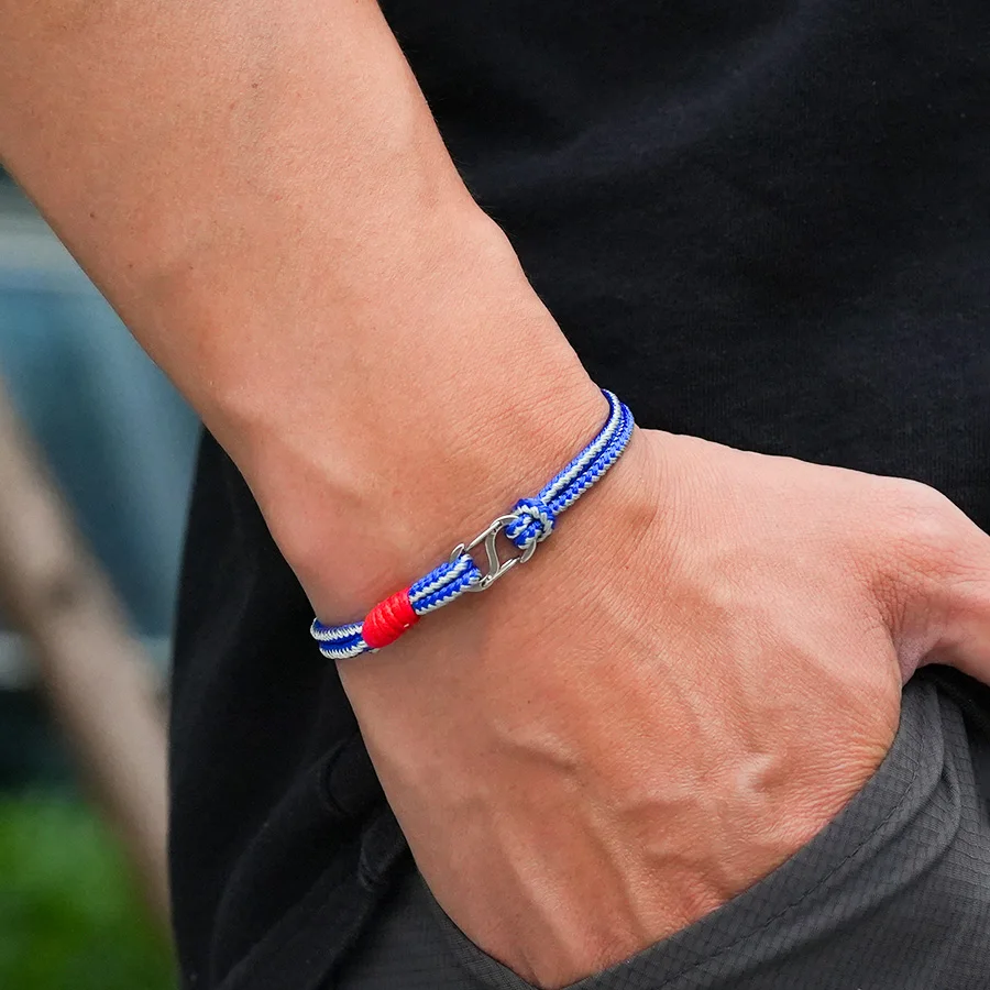 Stainless Steel Men Rope Bracelet with Buckle