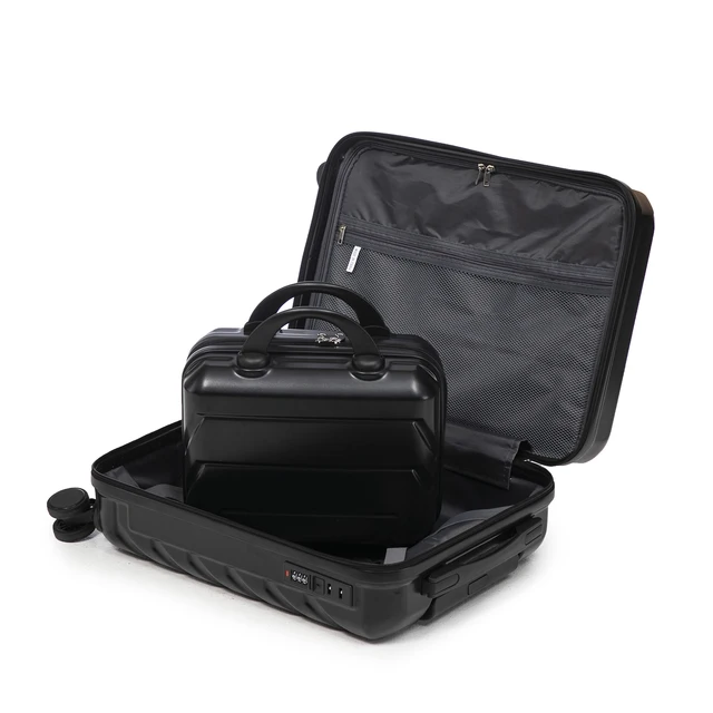 Ensemble de bagages à roulettes ABS 2 pièces 14''/19'' avec serrure à combinaison et trousse de toilette 14'' (Noir) 1