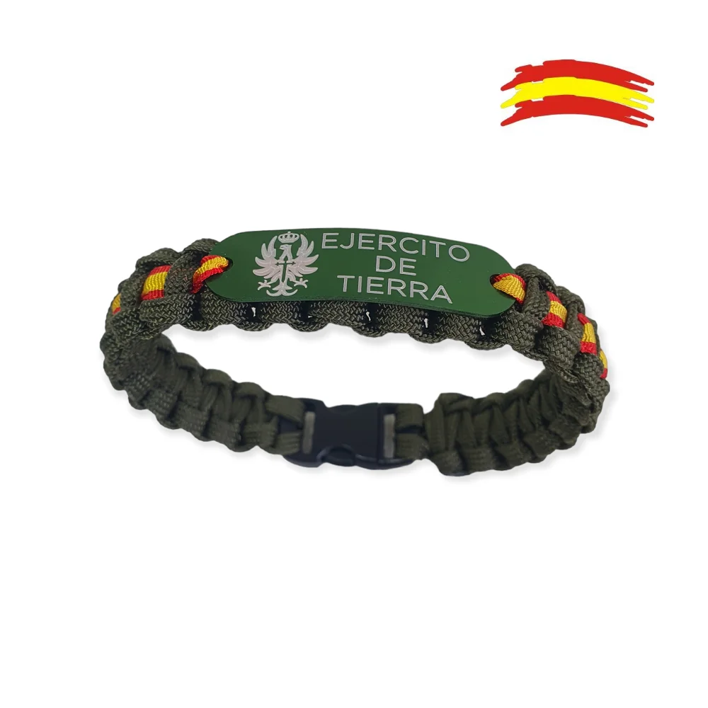 Pulsera paracord verde oliva. bandera de España ejercito de tierra, para  hombre, para mujer, moda complemento España, regalo artesanía brazalete. -  AliExpress