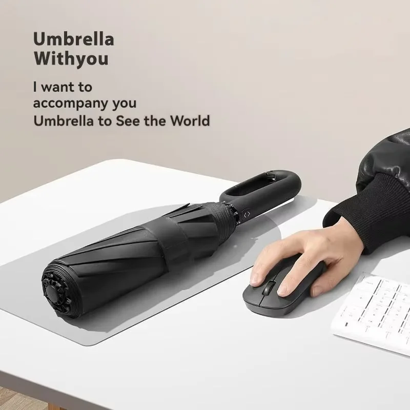 Extra-large Reinforced UV-resistant Windproof Rainproof Fully Automatic Rotating Buckle Folding Umbrella with Double Ribs