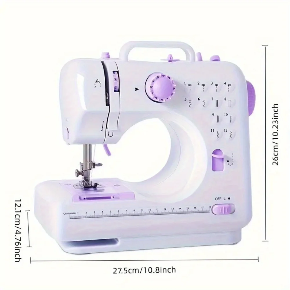 Electric Sewing Machine with Extension Table, Foot Pedal, Light, and Sewing Kit Tools for 12 Built-in Stitches and 2 Speeds 5