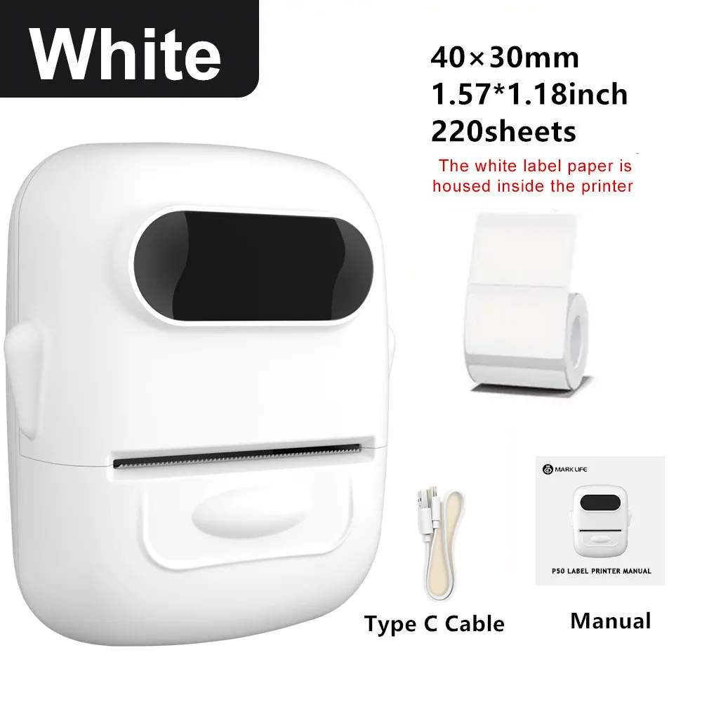 Inkless Bluetooth Thermal Label Printer with DIY Pattern and Barcode Capabilities