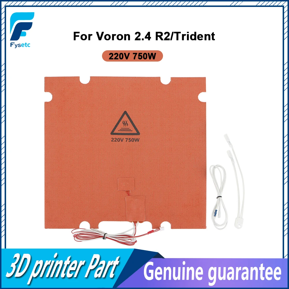 Fysetc-almofada de Aquecimento de Cama Aquecida com Furo Pontual Peças da Impressora 3d Voron 2.4 r2 Trident 300 mm 350 mm 110v 220v 750w 1000w