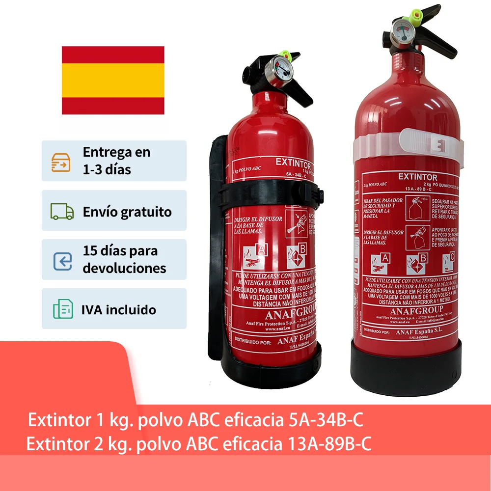 Extincteur 1Kg avec Manomètre pour Voiture Certifié