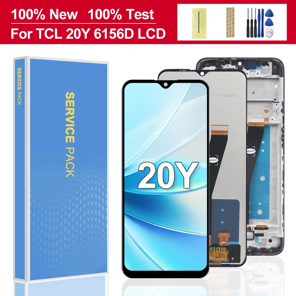프레임 포함 LCD 디스플레이 터치 스크린 디지타이저 어셈블리 교체, TCL 20Y 6156D 스크린, 6.52 인치