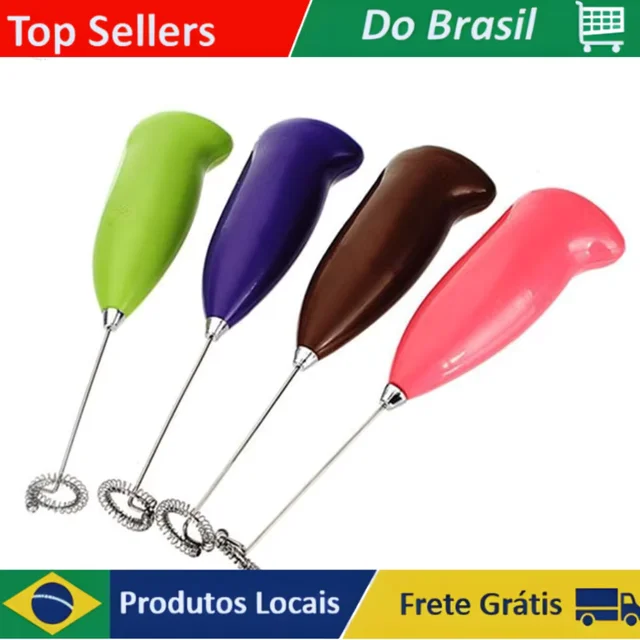 Mixer Elétrico Multiuso Portátil. Misturador de Bebidas de aço inoxidável, Batedor de Espuma - Cores Sortidas