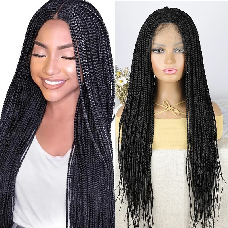 

Full Lace Front Braid Wig Synthetic Hair Long Straight 13*4 Braided Wigs With Baby Hair Super Long Synthetic For Black Women