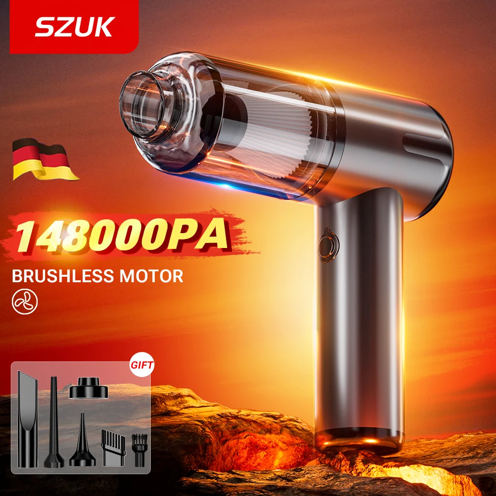 SZUK 148000PA Mini Car Vacuum Cleaner Wireless Portable Cleaning Machine for Car Appliance Powerful Handheld Cleaner
