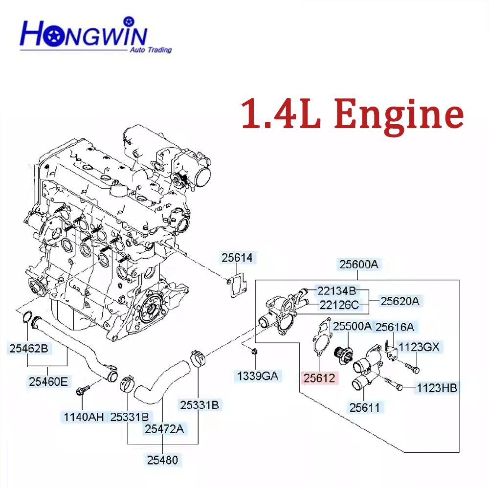 Thermostat Assembly Housing 1PC 25620-26160 25631-23501 25620-26870 25631 26870 For Hyundai Elantra Accent Sonata Tucson Kia Rio