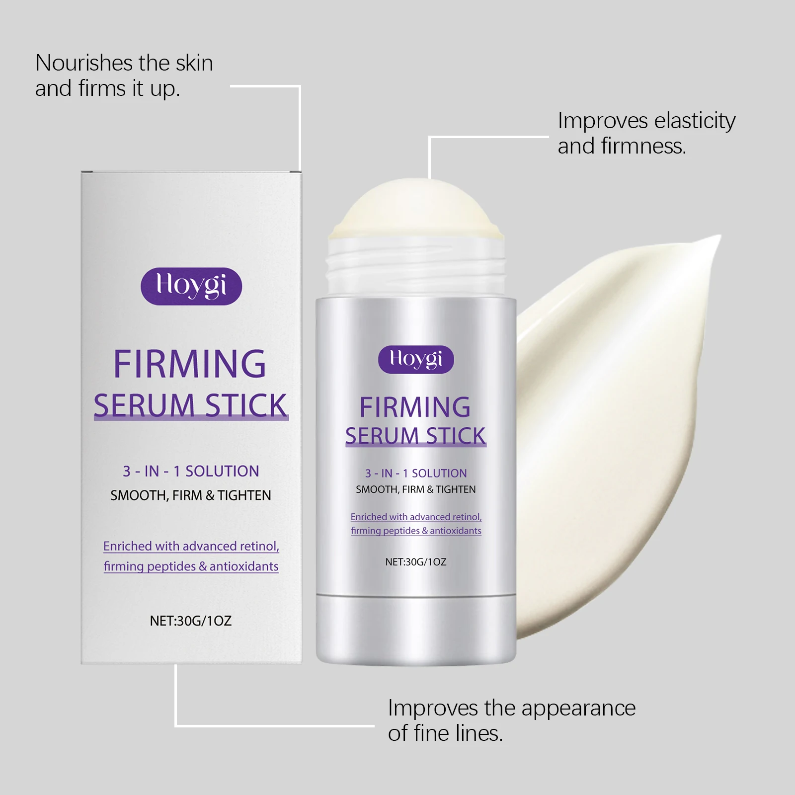 Hoygi Retinol Face Cream Stick Daily Moisturizing Enhance Skin Elasticity Improve Smoothness Nourishing Non-greasy Face Cream