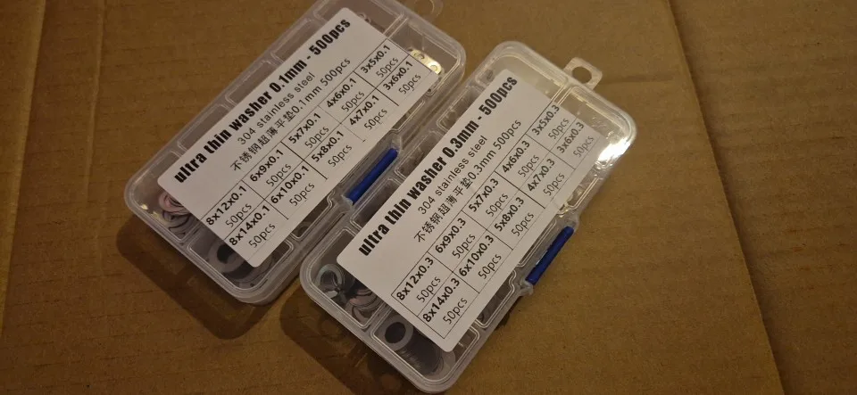 600pc 304 Stainless Steel Thin Flat Washer Assortment Kit – M3 To M20, 0.1mm Shim