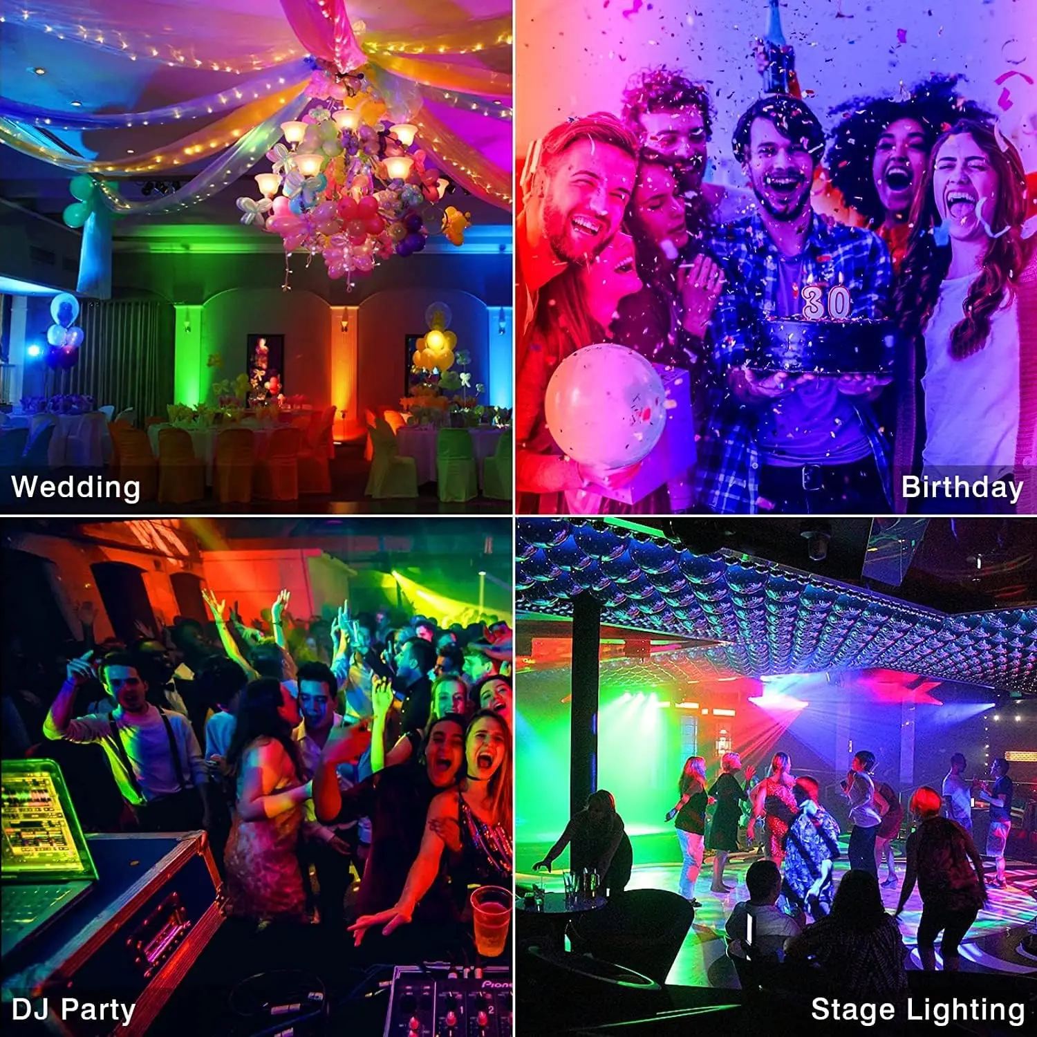 18W LED Stage Lights RGB DJ LED Par Light Remote&DMX Controlled Sound Activated Auto Play Uplights for Wedding Birthday Christma