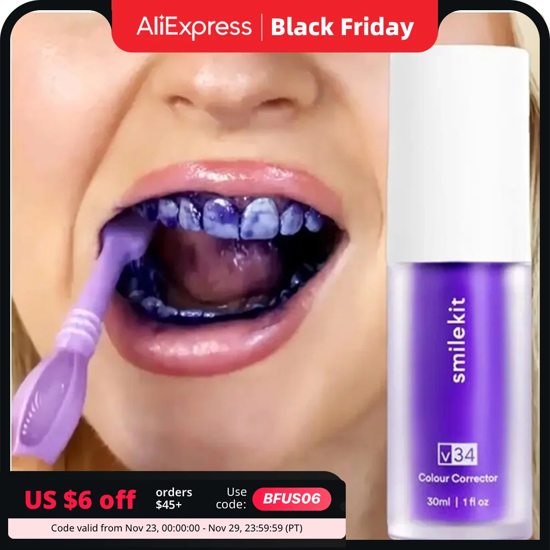 

Update 30ml V34 Purple Whitening Toothpaste Remove Stains Reduce Yellowing Care For Teeth Gums Fresh Breath Brightening Teeth
