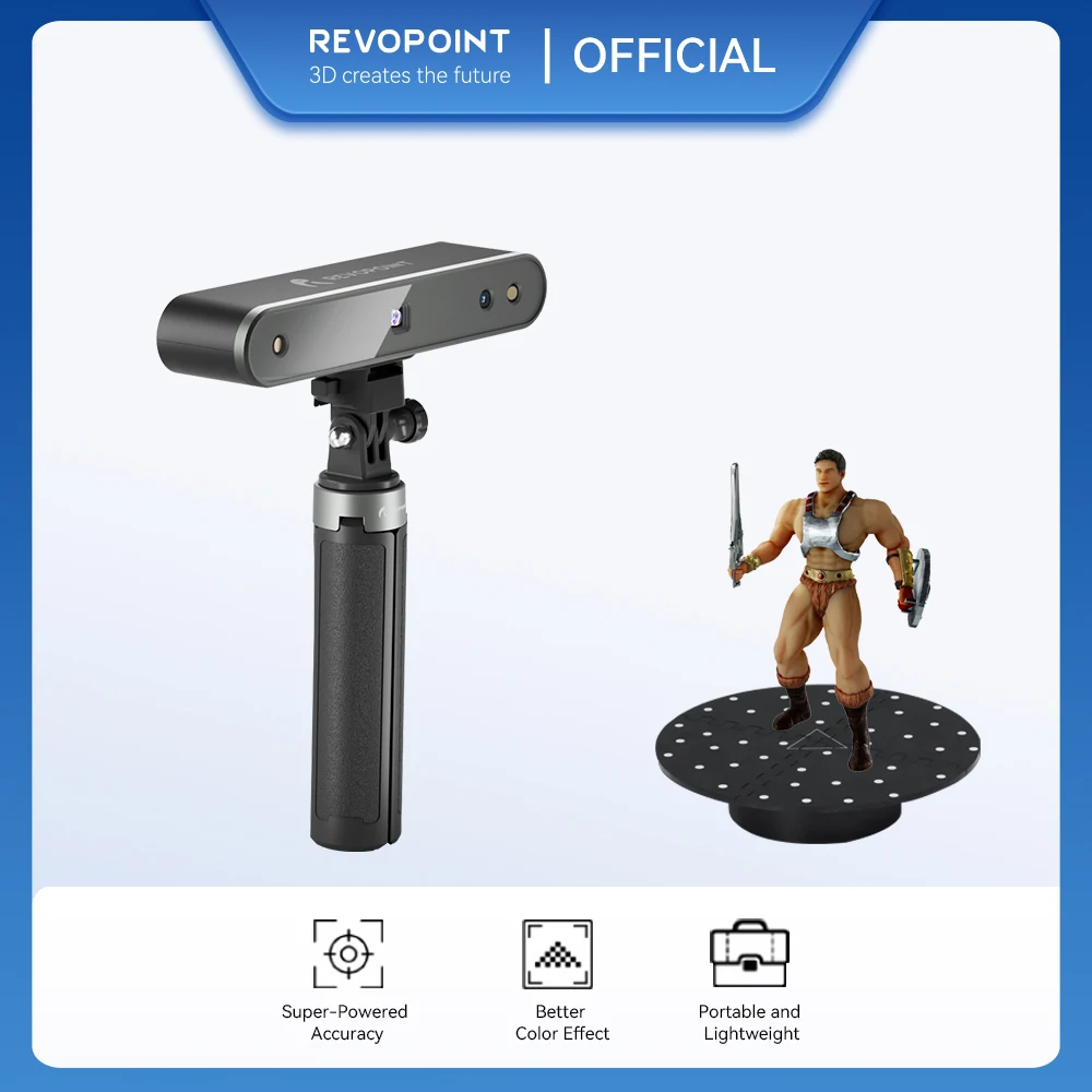 POP 2 3D High-Precision Scanner Premium Kit for 3D Printer, with 8 Accessories, 0.05mm 10 fps Scan Speed for Human, Animal,Model