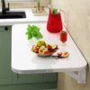 1Pc Folding Wall Desk Wall Mounted Metal Table with Heavy-Duty Bracket Durable Stable for Kitchen Laundry Room & Restaurant Use 1