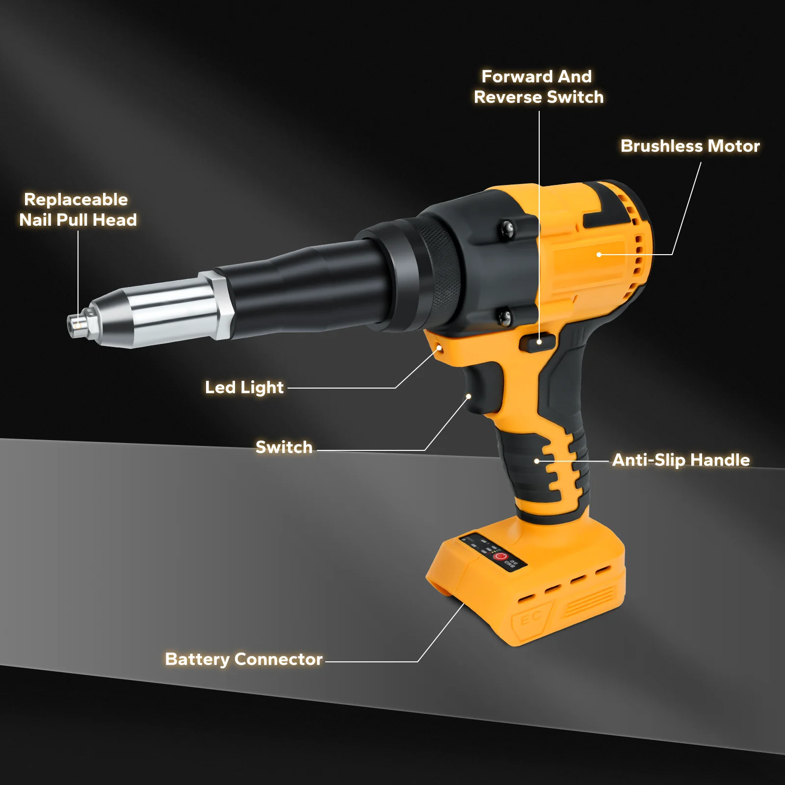 Cordless Rivet Gun Brushless 2.4-4.8mm Rivet Nut Gun Drill Insert Automatic Riveting Tool for Dewalt 20V Battery (No Battery) 3