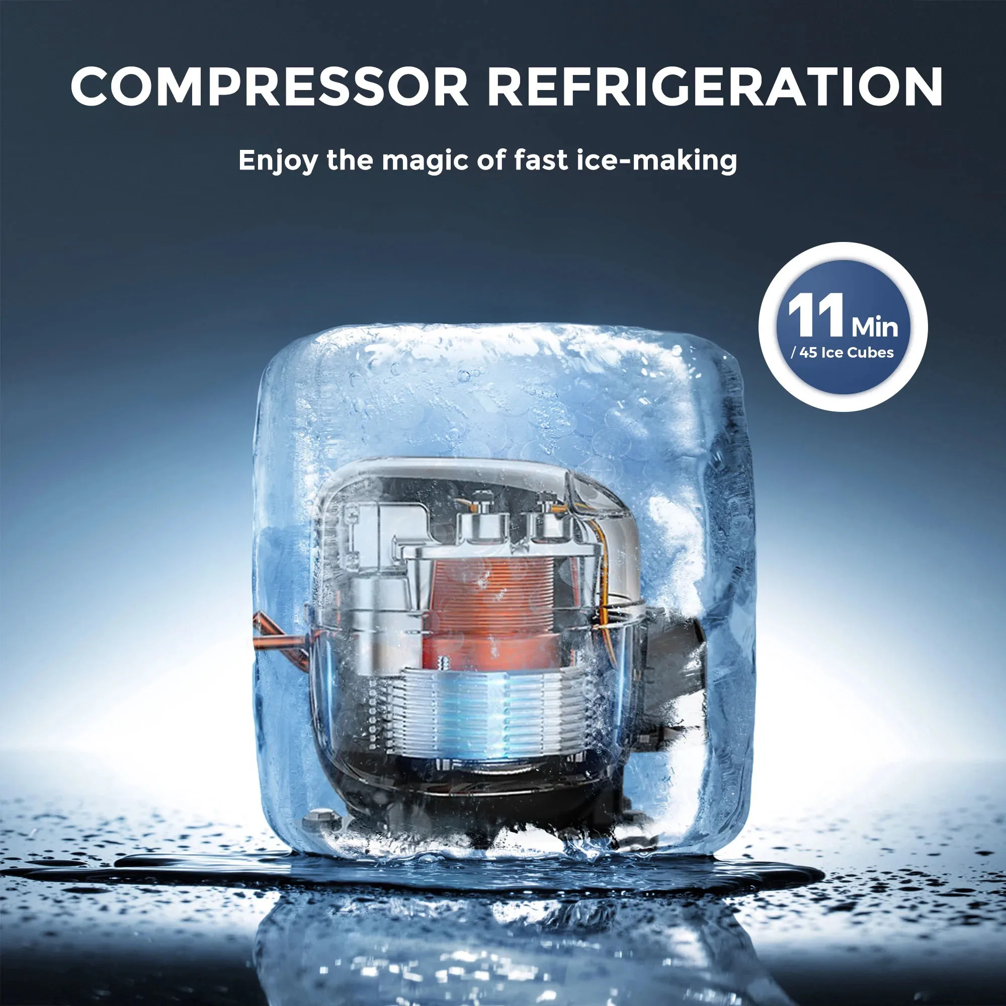 Commercial Ice Maker Machine, 101lbs/24H Stainless Steel Under Counter ice Machine with 32lbs Ice Storage Capacity, Frees 5