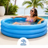 Piscine gonflable familiale Intex bleue à 3 anneaux |     1,47 m ou 1,68 m |     Chambre à air triple avec double soupape de sécurité |     Piscine pour enfants et familles pour jardin, patio, terrasse et été |     Patch de réparation inclus 2