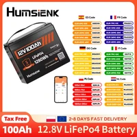 Batterie LiFePO4 Humsienk 12V 100Ah avec BMS 100A et Bluetooth, 15000 cycles, batterie au phosphate de fer et de lithium pour stockage d'énergie solaire domestique 1