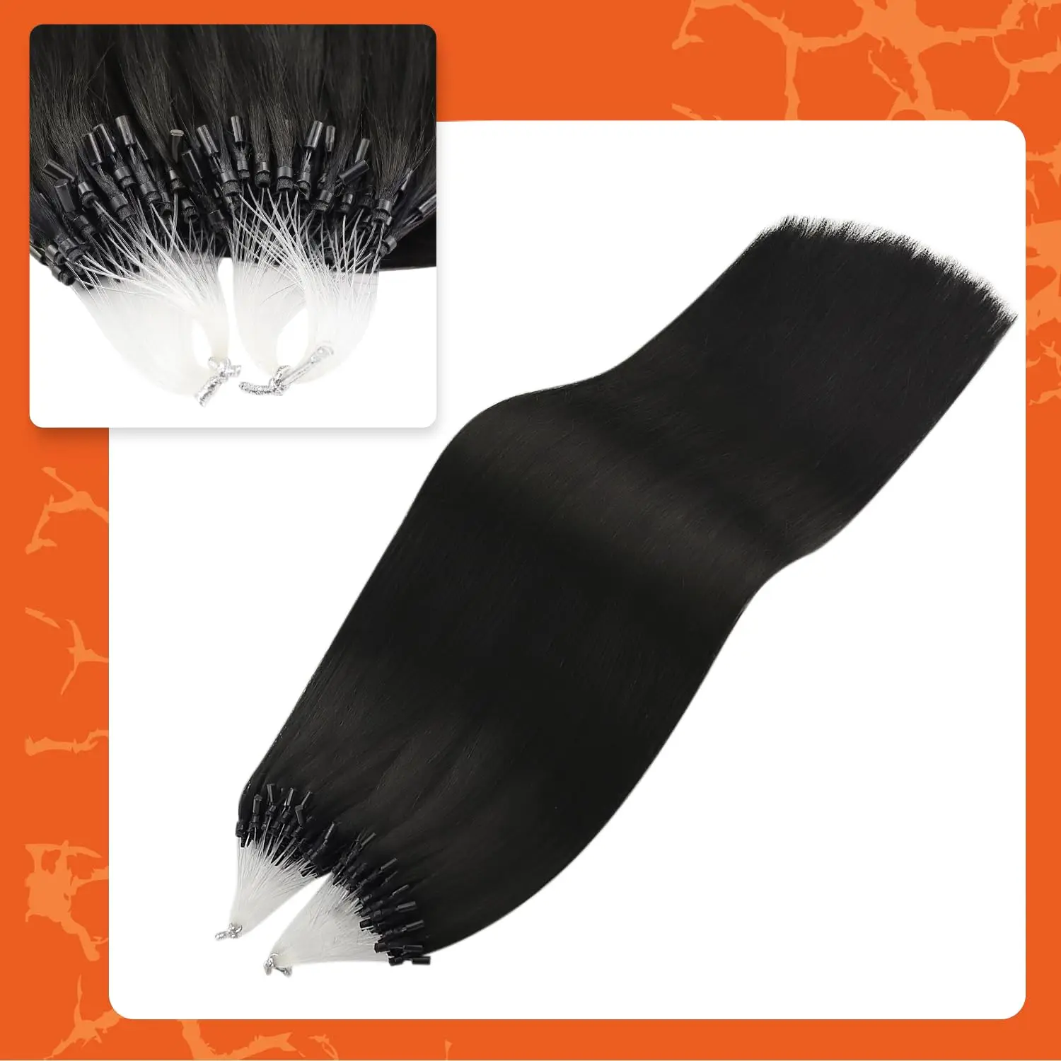 LaaVoo Remy Micro Link Hair Extensions Human Hair 50G 14-24inch Brazilian Natural Straight Human Prebonded Micro Loop
