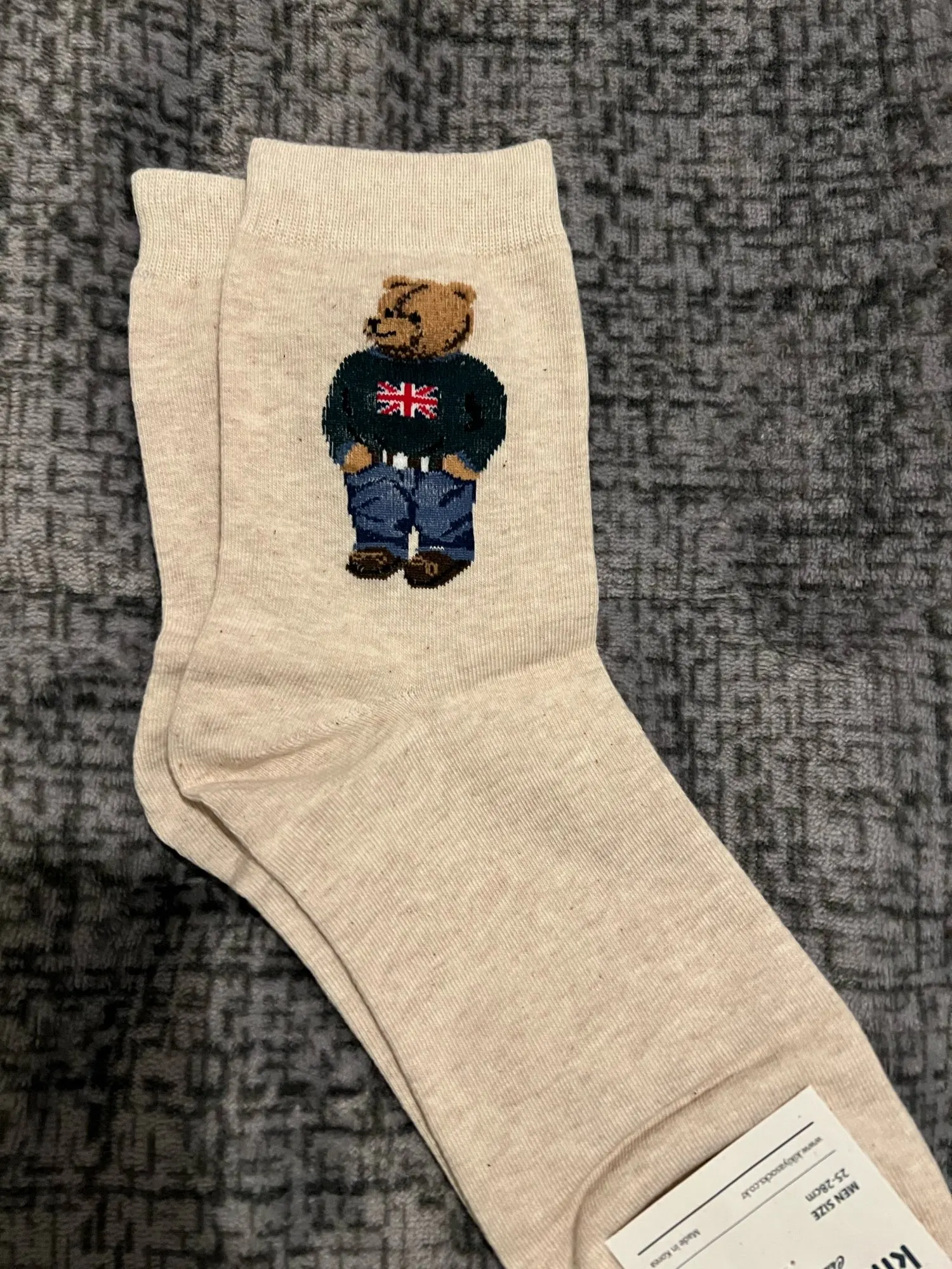 Cartoon gentleman bear Men's Socks Cotton Harajuku Skateboard Socks winter warm Novelty Breathable Sox Christmas Gift photo review