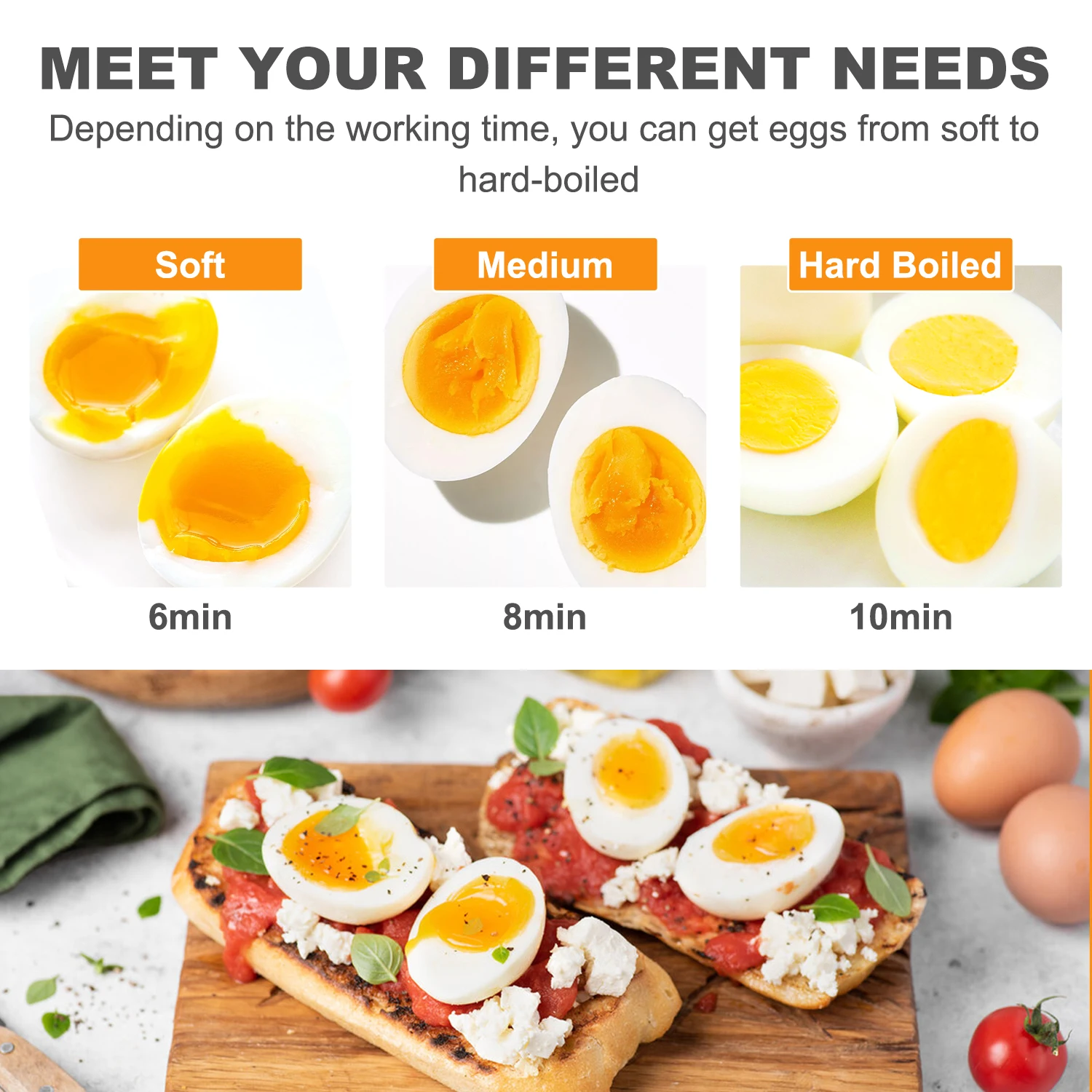 Egg Cooker-CACHOO Rapid Hard Boiled Egg Cooker with Measuring Cup, 14-Egg Capacity Steamer with Boil-Dry Protection