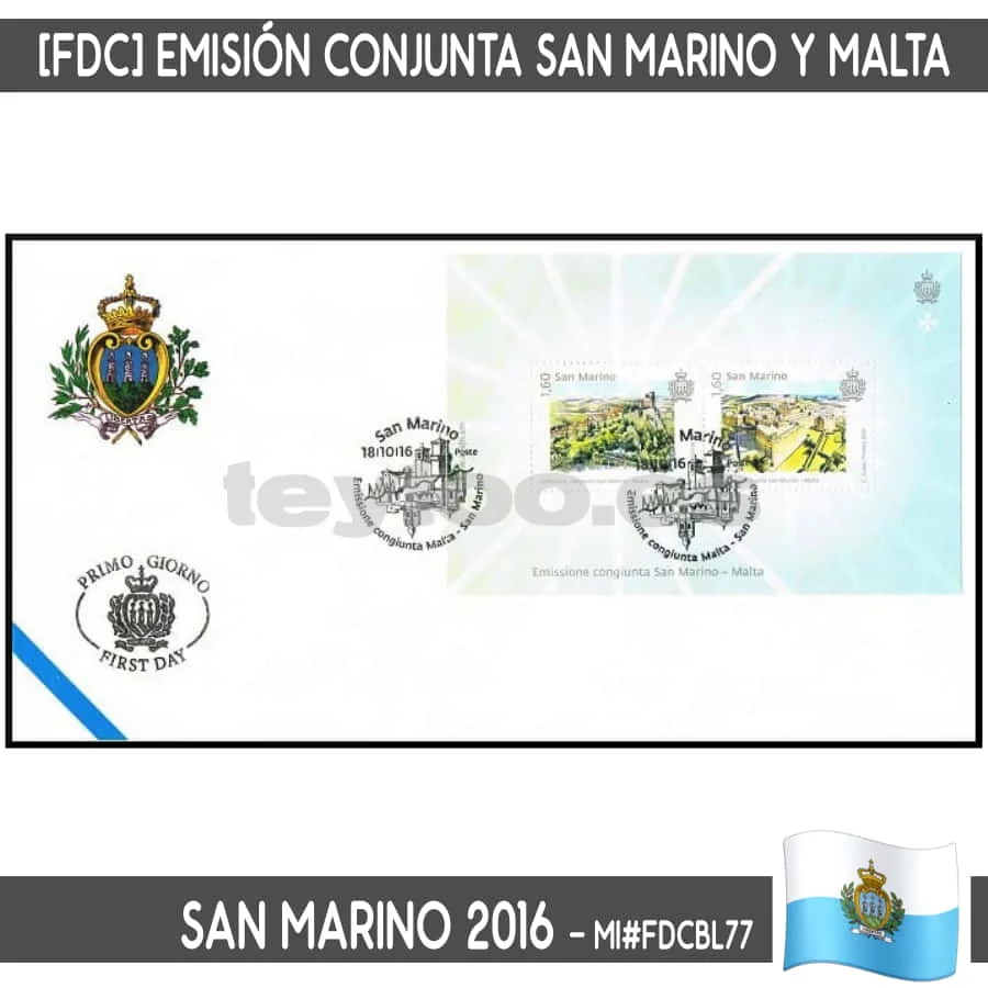 D0096 # San Marino 2016. [Fdc] Hb Paesaggi Di Malto E San Marino (N) Mi # Bl77