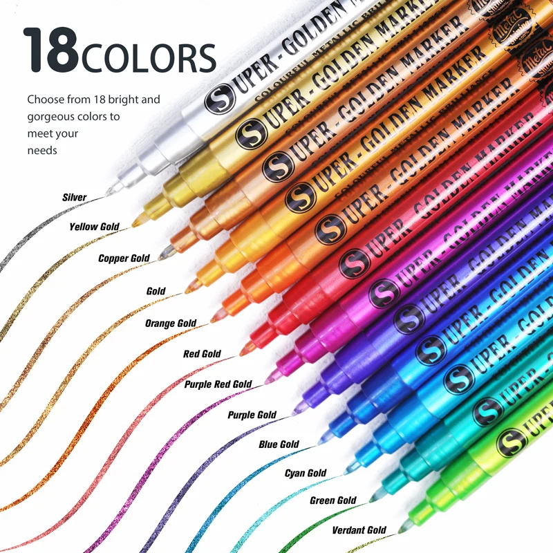 락 페인팅, 매니큐어 스톤, 세라믹, 유리, 목재, 직물, 카드 스톡, 0.7mm 페인트 마커용 금속 아크릴 페인트 펜