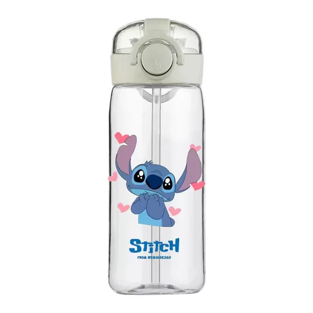 Stitch Water Bottle,Kawaii Cartoon Water Bottle Cup,Reusable Water Bottle  for Girls 500ml (A)