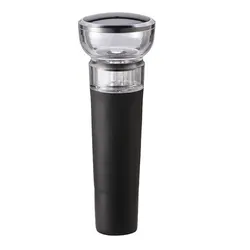 Vacuum Wine Bottle Sealer - Black Silicone Stopper and Preservation Tool (Black)