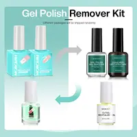 Morovan Gel Polish Remover Kit - Easy Quick No Foil Needed Includes Latex Tape Peel Off Liquid Cuticle Pusher Peeler Oil 2