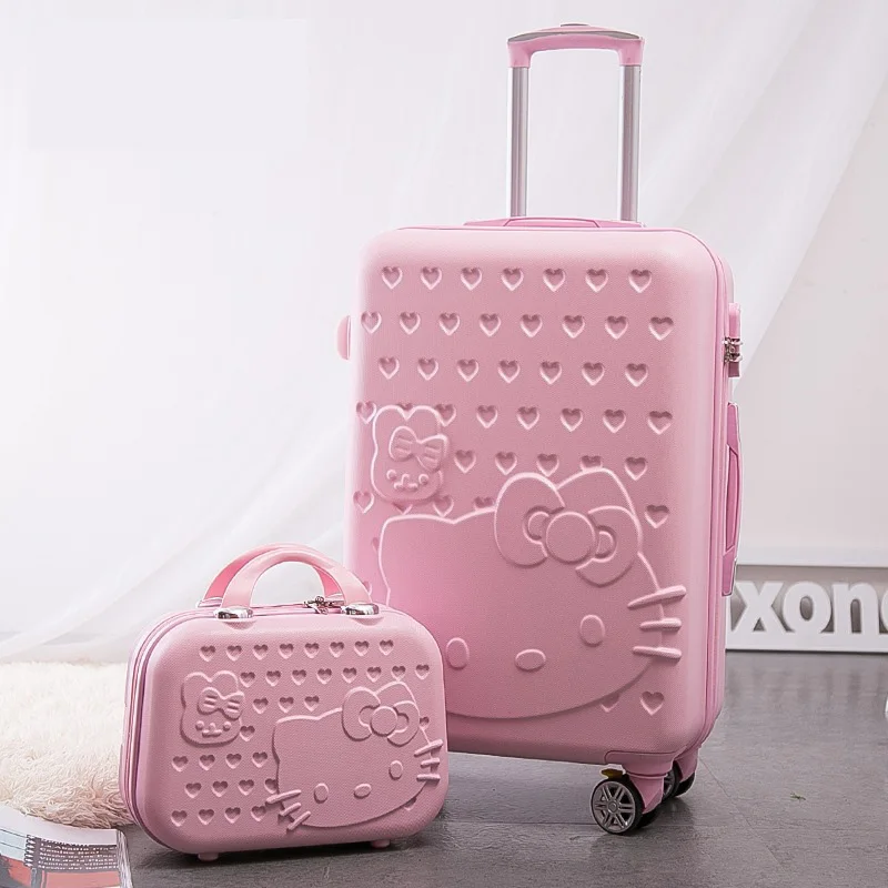 14"20"24 Inch Travel Lady's Suitcase Pack Of 2 Pieces Set On Wheels Carry On Trolley Luggage Cosmetic Bag Valises