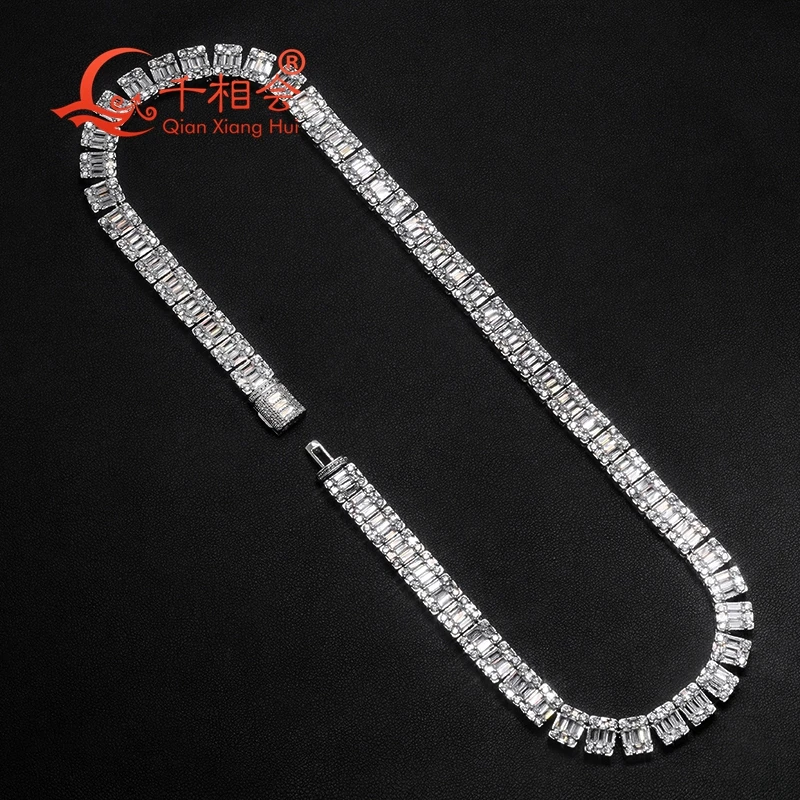 Bracelet 10mm width emerald Silver 925  Cuban Link Iced Out Hip Hop D VVS Moissanite Link Chain Jewelry  for Women Men Gifts