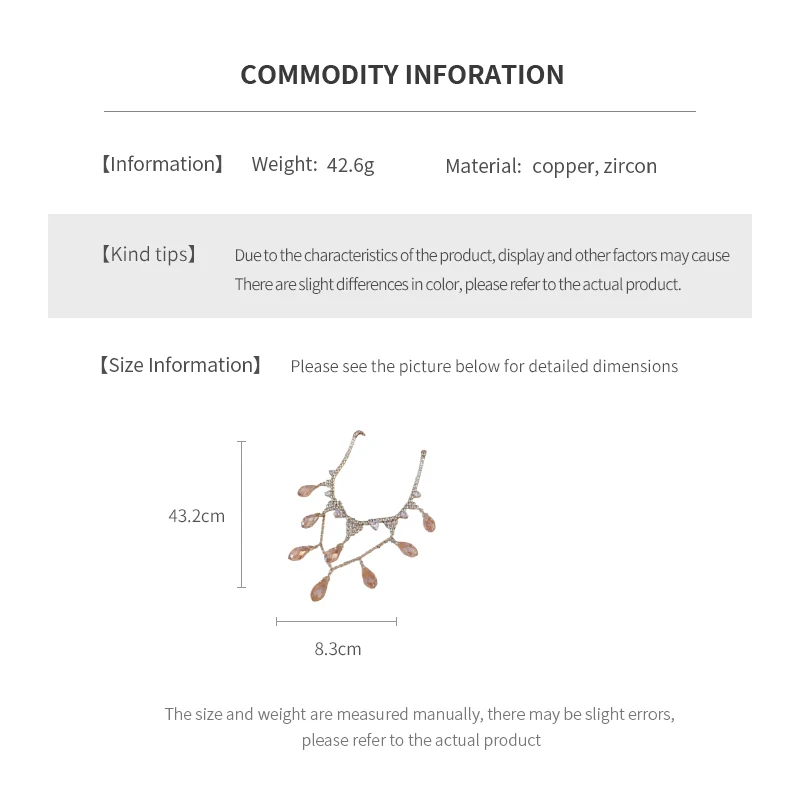 Elegant Jewelry Water Droplet Crystal Pendant Cubic Zirconia Necklace Women Wedding Jewelry Suitable for Giving to Best Friends