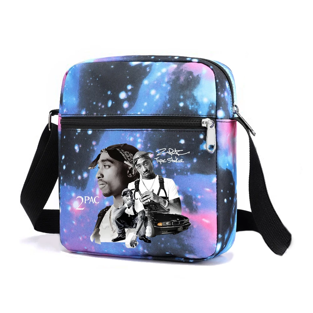 Rapper Tupac 2pac printed Crossbody bag large capacity men shoulder bag mobile phone portable outdoor storage Bag