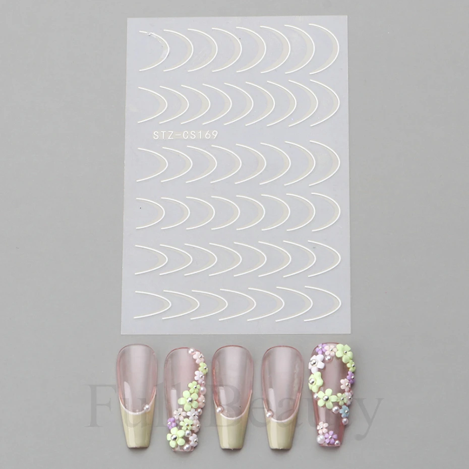 French Tips Nail Stickers 3D Gold Rose Curve Stripe Lines 10 A3360a9a367b247f4bbf90a6ebeec777cV